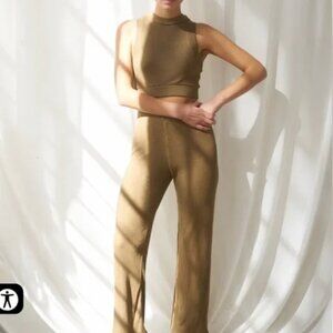 Selva Negra Sabi Pant Set 2 Piece Crop Top Bottoms Tortilla Tan New Size XL XXL